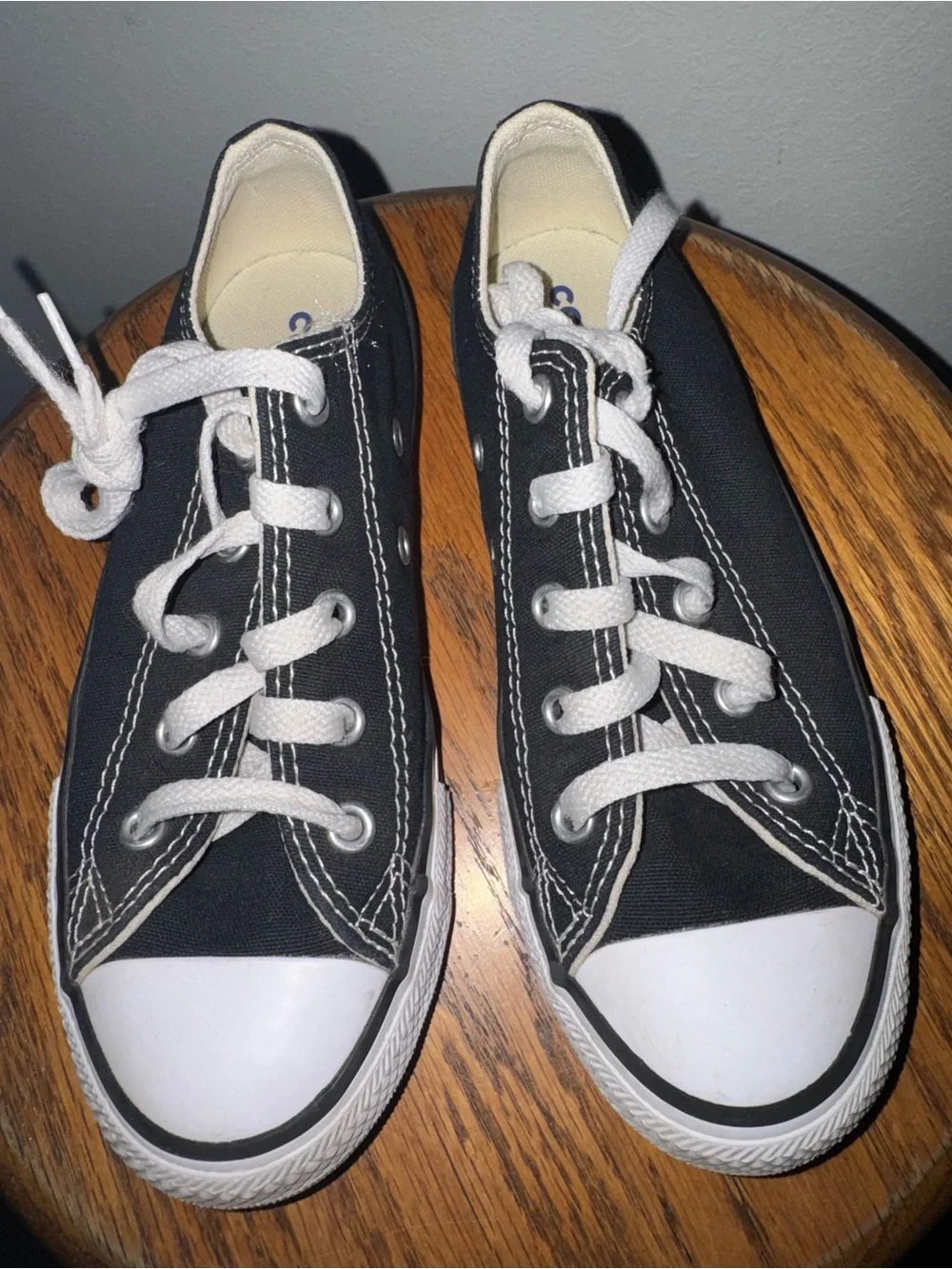 Kids Girls Boys Converse All Star Black Low Top Shoes Size 1